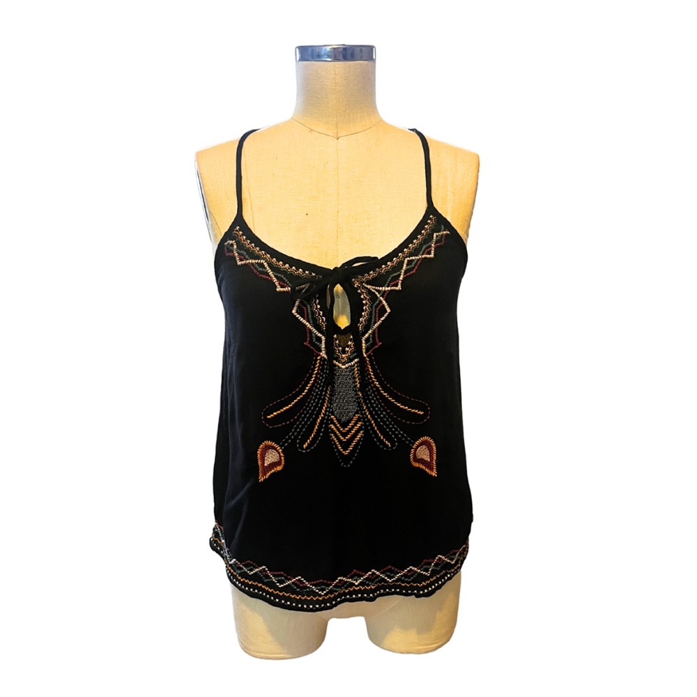 Embroidered Black Top